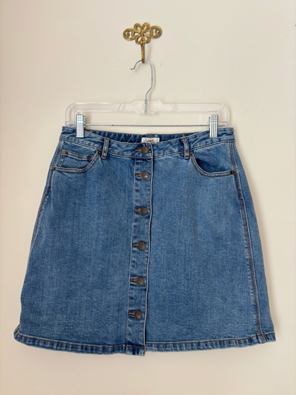 Faherty Button Front Denim A-Line Skirt Large
